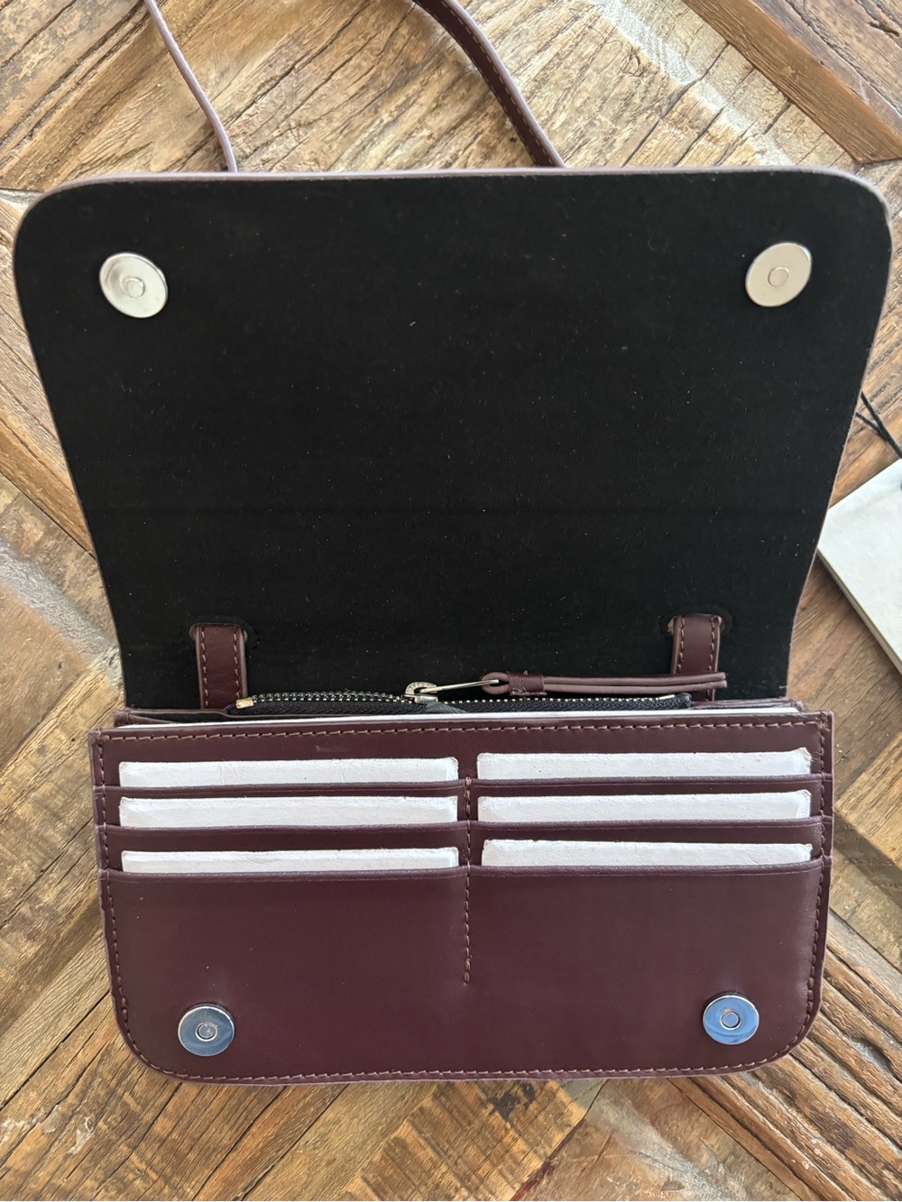 AllSaints Plum Leather Mini Crossbody Bag - Picture 5 of 7